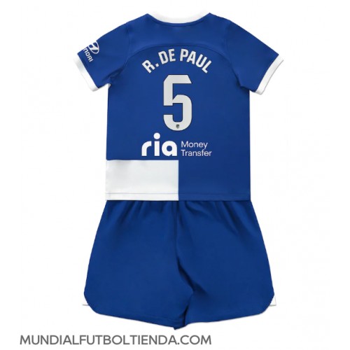 Camiseta Atletico Madrid Rodrigo De Paul #5 Segunda Equipación Replica 2023-24 para niños mangas cortas (+ Pantalones cortos)